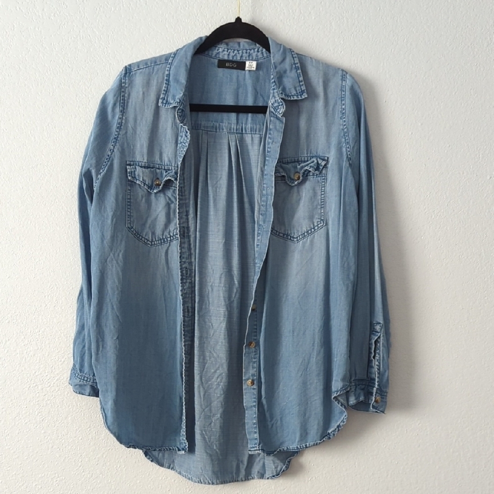 Light Blue Denim Button-Up Shirt